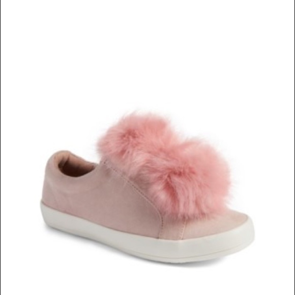 Faux Fur Pompom Slip-On Sneaker